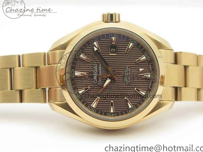 0418 Bright Aqua Terra Ladies 35mm RG V6F Best Edition Brown Dial On RG Bracelet A 8101